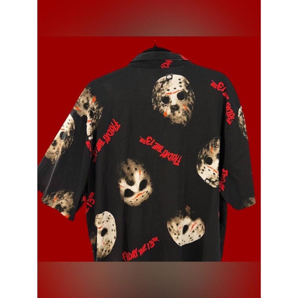 Friday the 13th Jason Voorhees Hockey Mask Graphic Button Down Shirt - 2XL - Picture 5 of 7